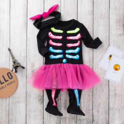 

US Newborn Baby Girl Kid Tulle Tutu Dress 1st Halloween Costume Outfits 2PCS Set