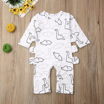 

US Stock Newborn Baby Girl Boy Kid Long Sleeve Cotton Romper Bodysuit Outfit Set