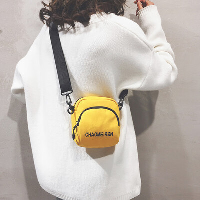 

Net red canvas small bag female new 2019 tide Korean version of the texture of the ocean girl mini wild shoulder Messenger bag