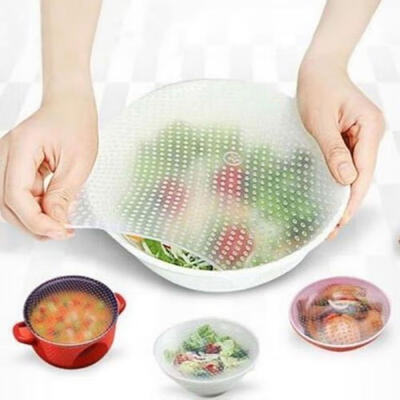 

3x Silicone Plastic Food Fresh Keeping Saran Wrap Reusable Wrap Seal Cover Wraps
