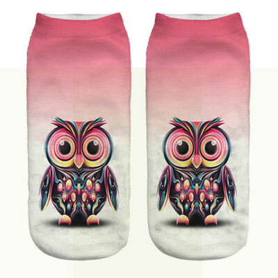 

Women Harajuku Cute Cotton 3D Print Owl Low Cut Ankle Socks