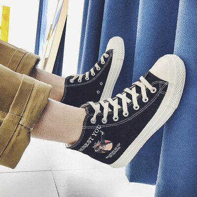 

Summer mens shoes casual high-top small white tide shoes Korean version Baitao autumn canvas white board shoes