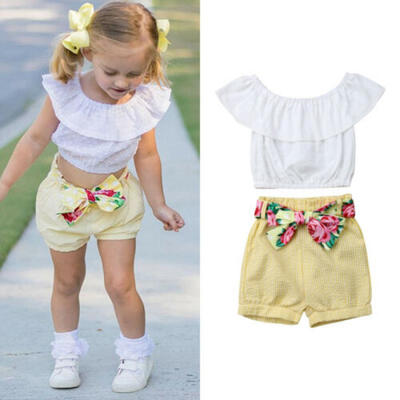 

3PCS Toddler Kids Baby Girls Floral Clothes T-shirt TopsShorts Pants Outfits US