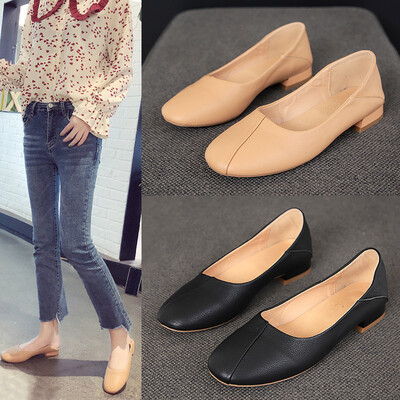 

The first layer of leather single shoes womens new Korean version of the flat leather round head