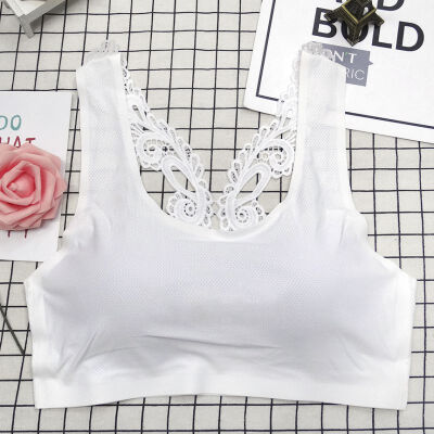 

Womens New Fashion 2019 3 Solid Colors Ice Silk Seamless Lace Edge Beauty Back Padded Bra Woman Ladies Bra