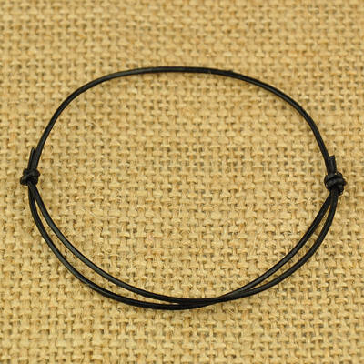 

Cowhide Leather Cord Bracelet Making Black Adjustable Diameter 5080mm