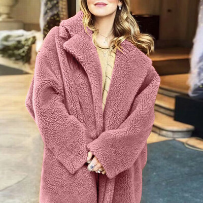

Roseonmyhand Women Winter Solid Fuzzy Faux Fur Long Sleeve Cardigan Oversized Outwear Coat