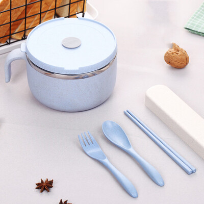 

Toponeto Wheat Straw Noodle Bowl Handle Food Fruit Container Kitchen Rice Soup Bowl