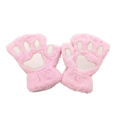 

Women Super Lovely Bear Plush Cat Paw Claw Glove Soft Winter Fingerless Mitten Gloves