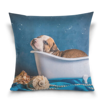 

ALAZA Throw Pillow Case Decorative Pillow Covers 16 X 16 inch The Puppy Washes Picture Pattern Pillowcase