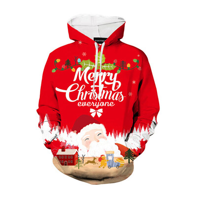 

goldstrings Merry Christmas Pullover Hoodie Funny Christmas Santa Snowman Digital Long Sleeve Sweatshirts
