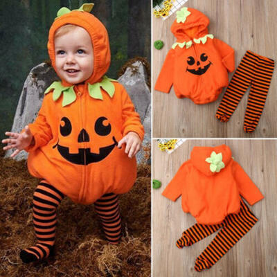 

Newborn Baby Boy Girl Halloween Pumpkin Costume RomperPants Fancy Dress Outfit