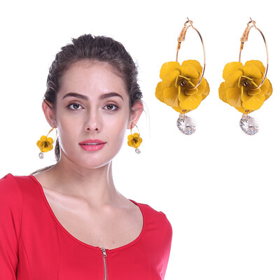 

Best Korean Lady Fashion Flowers Statement Earrings Ladies Bohemian Drop Dangle Earring For Women Wedding Jewelry Wholesale