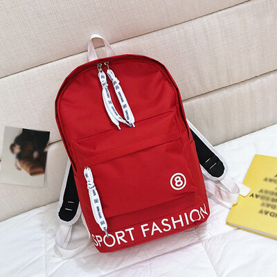 

Female Backpack College Wind Color Alphabet Creative Grid Student Bag Travel Bag