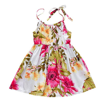 

Floral Print Dress Baby Girls Tunic Sling Summer Kids Princess Dresses