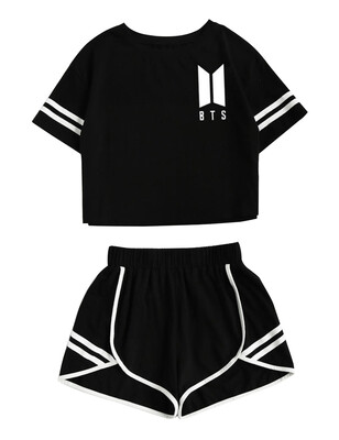 

Summer Fashion Stripe Splicing Women Tracksuit Clothes Set 2 Piece Woman Sports Suits Shorts Crop Tops Shorts Pants Outfit