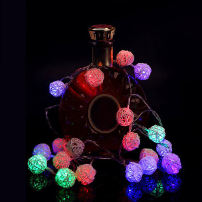 

Gobestart 10 LED Color Rattan Ball String Fairy Lights For Xmas Wedding Party Hot YE