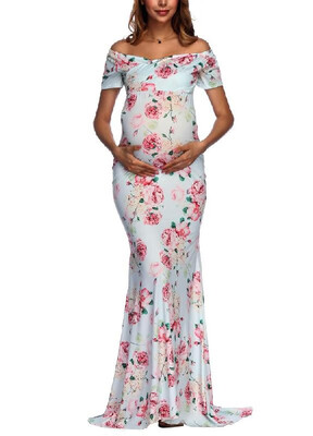 

Sweet&Romantic Flower Patterns Printed MKaxi Dress