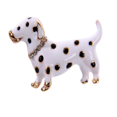 

White Enamel Black Spots Dog Brooches Women Mens Alloy Animal Brooch Pins Girls Bag