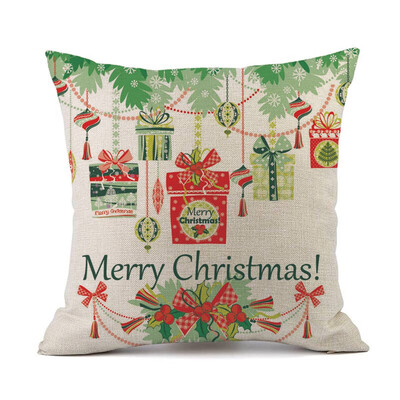 

Tailored Merry Christmas Pillow Cases Cotton Linen Sofa Cushion Cover Home Decor