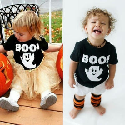 

0-5Y Kids Baby Boo Ghost T-Shirt Boys Girls Cotton Tee Tops Halloween Outfits