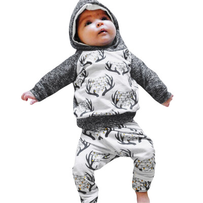 

2Pcs Toddler Baby Girls Boys Hooded Deers Bulb TopsPants Outfit Clothes Set