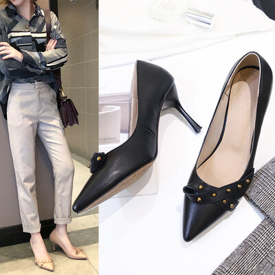 

Womens fashion single shoes womens new high-heeled shoes leather stiletto shoes a generation of