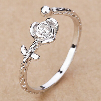 

Literary Japanese And Korean Fresh Forest Rose Silver Ring Index Ring