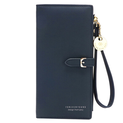 

Women Solid Color Wristlet Long Wallet Purse Faux Leather Zip Phone Card Holder