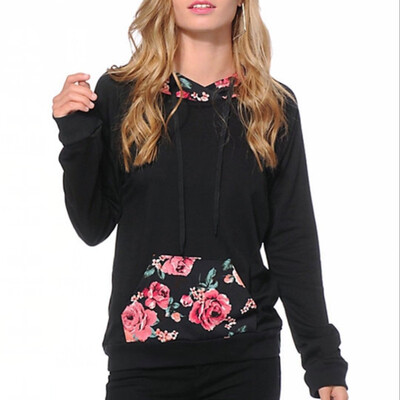 

Starmoon Fashion Womens Casual Long Sleeve Round Neck Print Pocket Hooded Sweatshirt