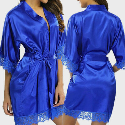 

2019 Silk Satin Kimono Robe Dressing Gown Wedding Bridesmaid Sleepwear Bathrobe
