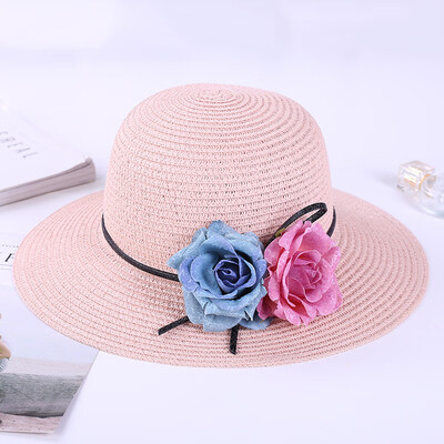 

Xiao Qing Xin Korean version of the Straw Hat Lady summer sunshade hat retro foldable butterfly ribbon beach cap