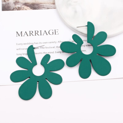 

E1016 New Fashion Painted Metal Big Leaf Earrings Statement Flower Stud Earrings For Women Wholesale Jewelry Pendientes Mujer