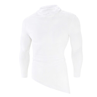 

Toponeto Men Irregular Hem Splicing Long Sleeve Shirt Fashion Long Sleeve Blouse Top