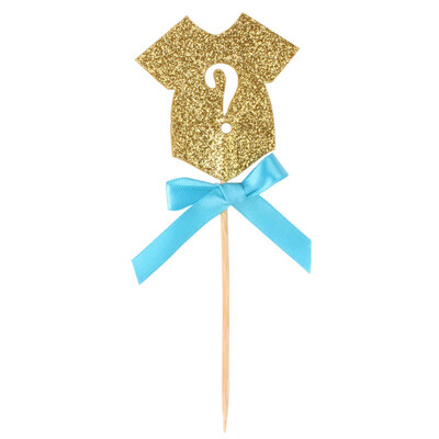 

10Pcs Glitter Gender Reveal Cupcake Topper Clothes Baby Shower Party Cake Decor