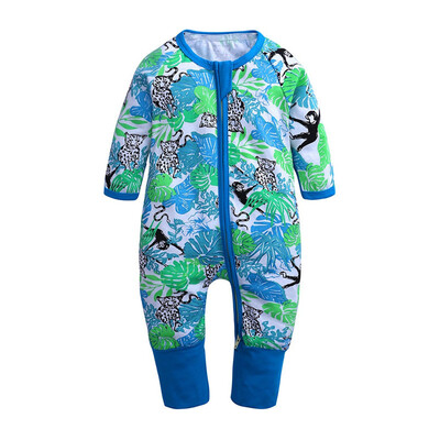 

Autumn Baby Boy Girl Clothes Winter Casual Floral Print Romper Infant Long Sleeve Zipper Jumpsuit Costumes