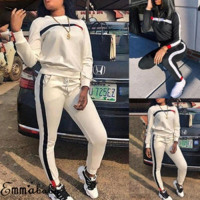 

UK 2Pcs Womens Tracksuit Hoodies Pants Set Lounge Wear Sport Suit 6-14 Plus Size