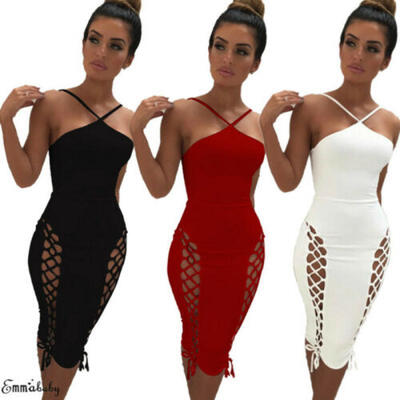 

UK Women Sexy Sleeveless Bodycon Dress Ladies Party Evening Clubwear Mini Dress