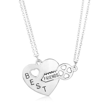 

2pcs Unisex Fashion Pendant Necklaces Lock And Key Heart Shaped Pendant Necklace For Lovers Trendy Jewelry For Gift
