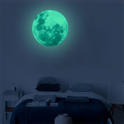 

〖Follure〗40cm 3D Large Moon Fluorescent Wall Sticker Removable Glow In The Dark Sticker