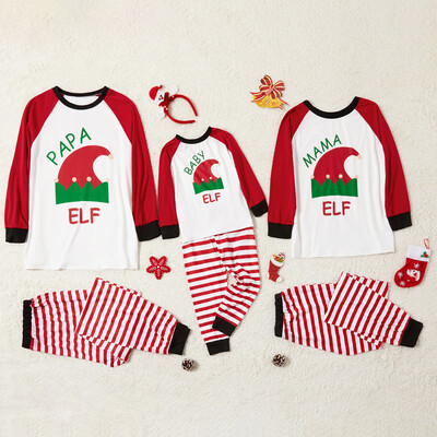 

Tailored Christmas Women Mom Printed Letter TopStripe Pants Xmas Family Clothes Pajamas