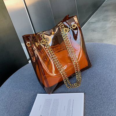 

Jelly transparent bag female 2019 new wave Korean version of the wild Messenger bag shoulder chain fashion portable bucket bag
