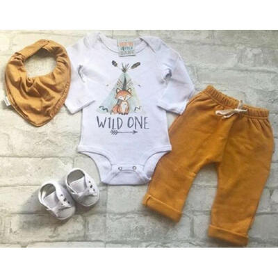

UK Newborn Baby Girl Boy Fox Romper Tops Long Pants Cotton Fall Outfit Clothes