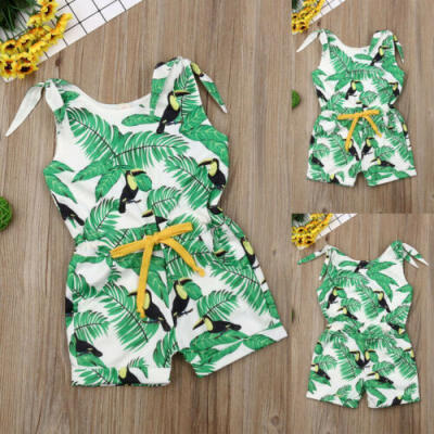 

Girls Kid Clothes Sleeveless Sling Off-Shoulder Jumpsuit Summer Siamese Shorts