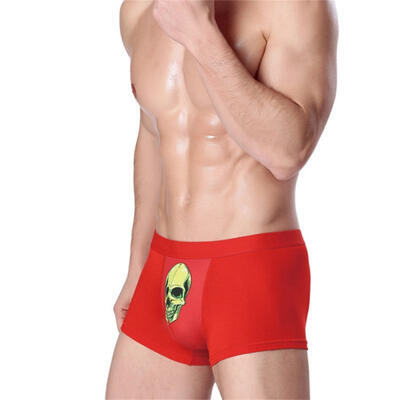 

Mens Modal Sexy Silk Printing Breathable Boxers Underwear Taste 3D Skull Pattern 6 Colors Optional