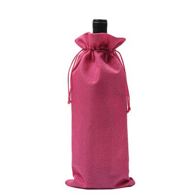

Rustic Linen Drawstring Wine Bottle Cover Packaging Bag Wedding Party Decor