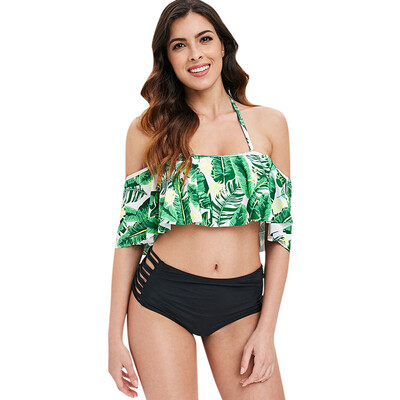 

Tropical Print Ladder Cut Out Bikini Set