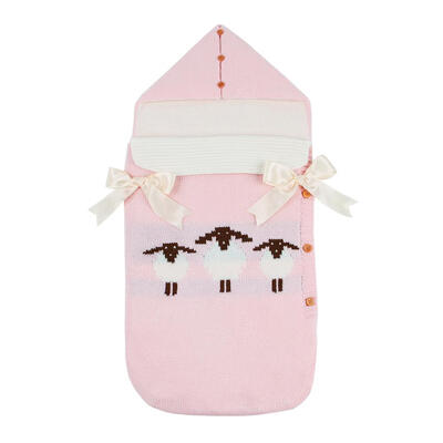 

Cartoon Newborn Baby Warm Knitted Sleeping Bag Button Swaddle Wrap Blanket