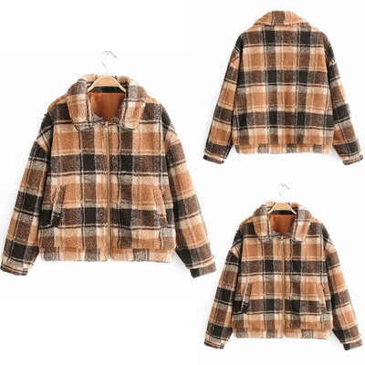 

Tailored Fashion Women Casual Zipper Pockets Printed Long Sleeve Tops Jacket Coat