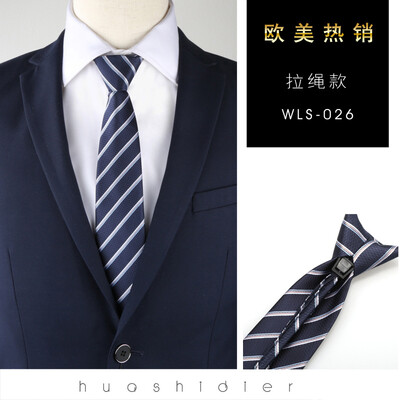 

Spot stripe mens business plaid cashew tie 8CM convenient zipper drawstring cross-border tie custom